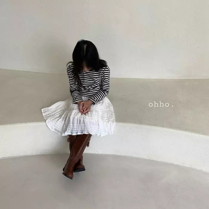 Ohho - Korean Children Fashion - #magicofchildhood - Terry Stripes Puff Tee - 5