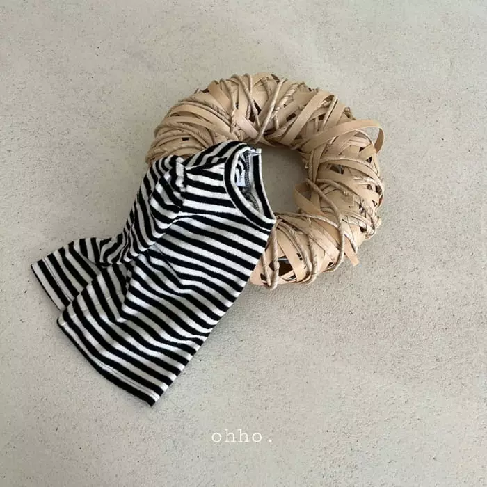 Ohho - Korean Children Fashion - #minifashionista - Terry Stripes Puff Tee - 6