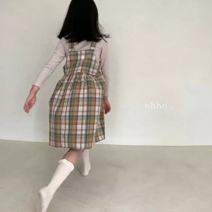 Ohho - Korean Children Fashion - #stylishchildhood - Paul Check Dungarees Skirt - 11