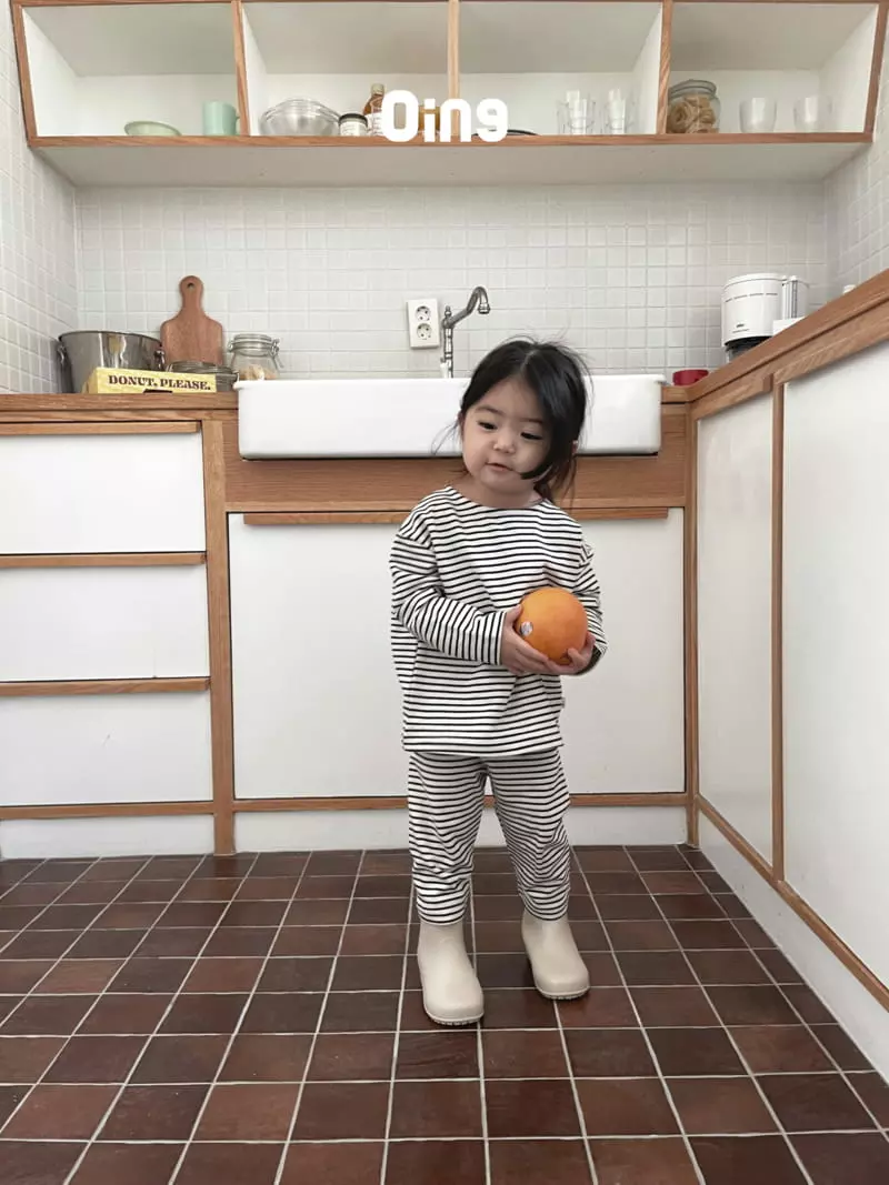 Oing - Korean Children Fashion - #kidsshorts - Stripes Top Bottom Set - 6