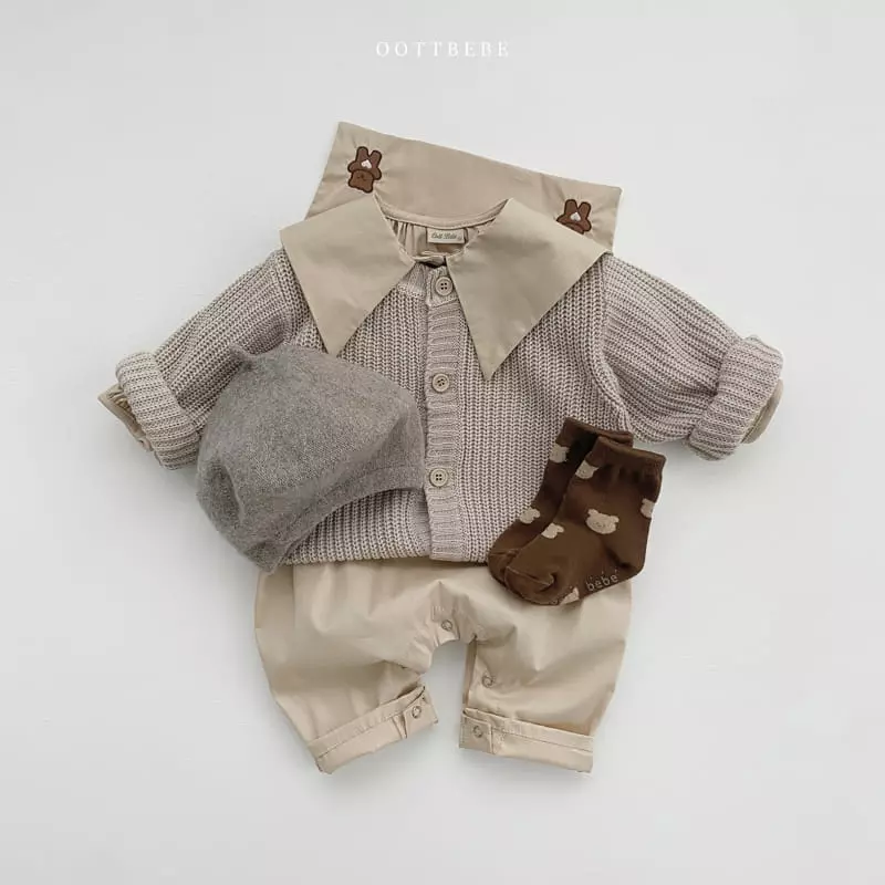 Oott Bebe - Korean Baby Fashion - #onlinebabyshop - Hug Bear Collar Bodysuit - 4
