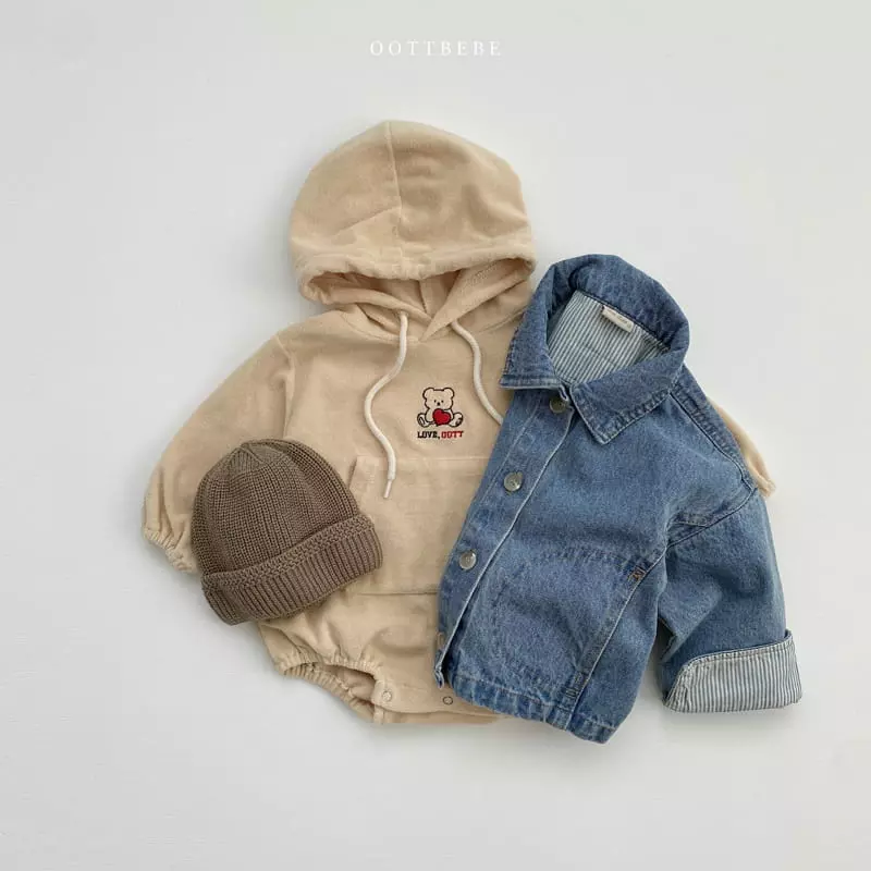 Oott Bebe - Korean Baby Fashion - #babyboutiqueclothing - Terry Love Hoody Bodysuit - 7