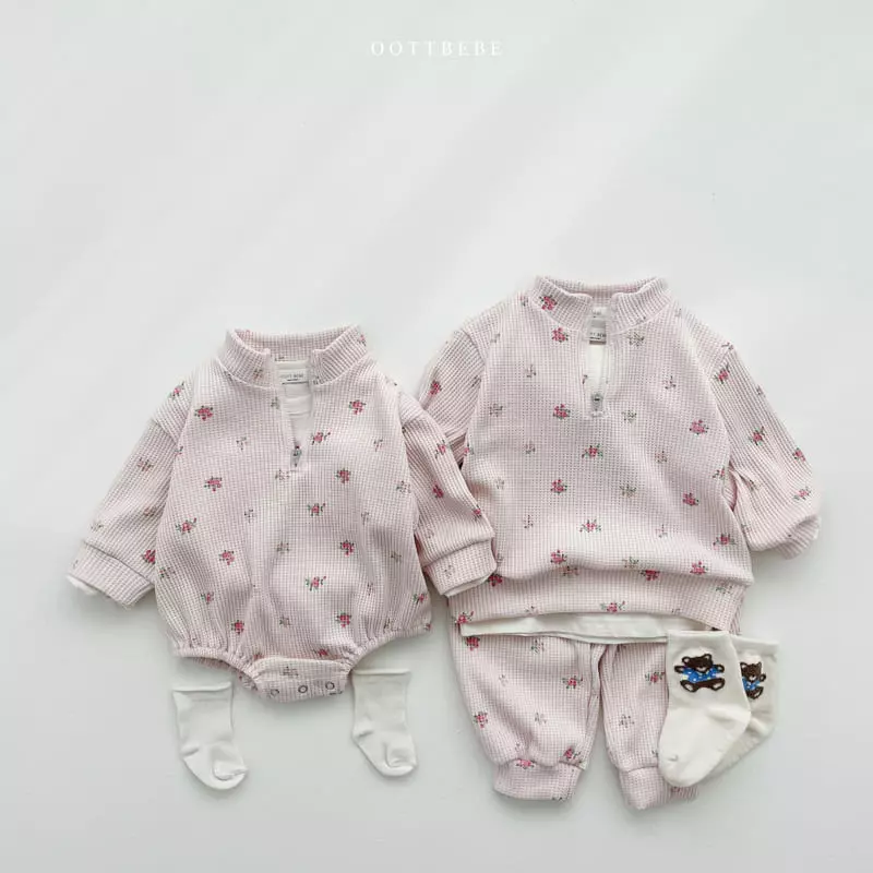 Oott Bebe - Korean Baby Fashion - #babyclothing - Flower Garden Anorak Top Bottom Set - 9