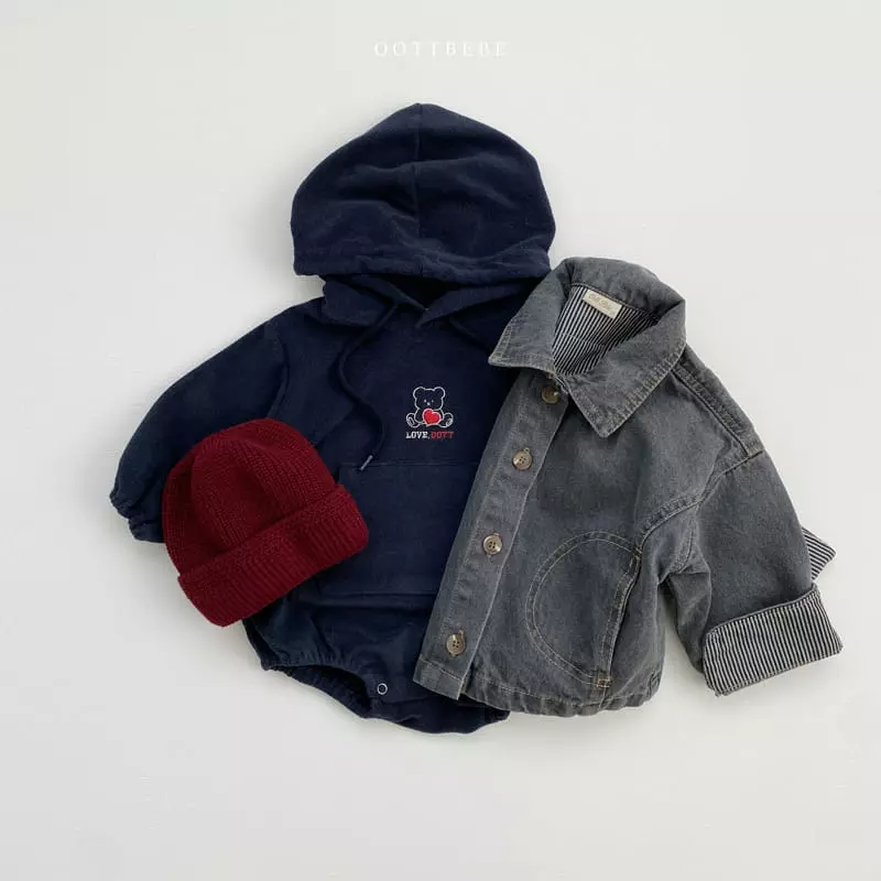 Oott Bebe - Korean Baby Fashion - #babyclothing - Terry Love Hoody Bodysuit - 8