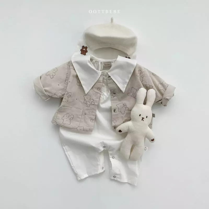 Oott Bebe - Korean Baby Fashion - #babyclothing - Hug Bear Collar Bodysuit - 7