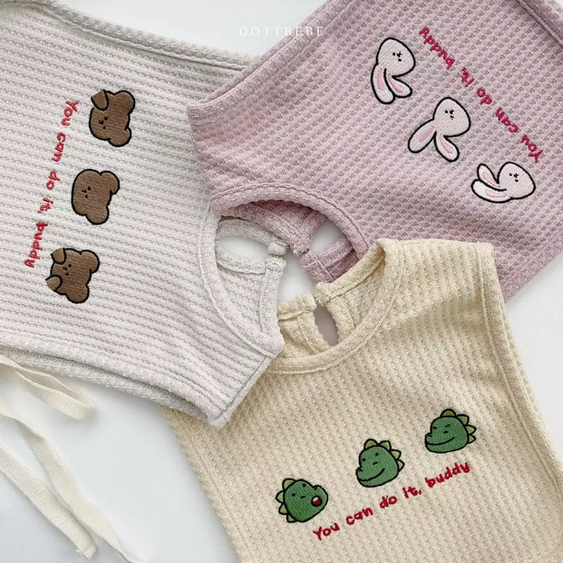 Oott Bebe - Korean Baby Fashion - #babyclothing - Any Waffle Bonnet Bodysuit Bib Set - 4