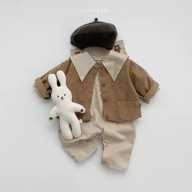 Oott Bebe - Korean Baby Fashion - #babyfashion - Hug Bear Collar Bodysuit - 8
