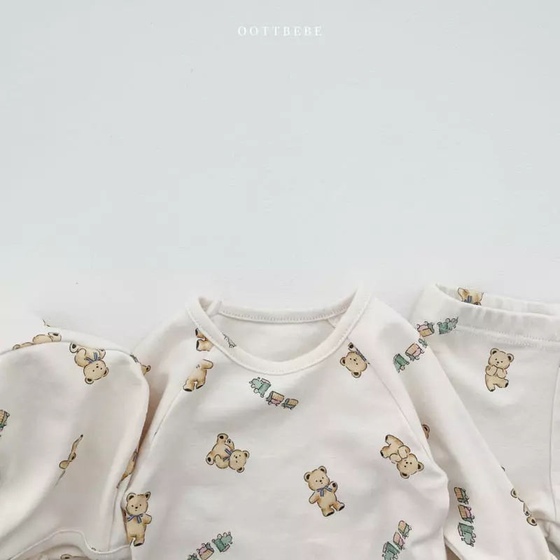 Oott Bebe - Korean Baby Fashion - #babyfever - Toy Land Bonnet Bodysuit Leggings Set - 3