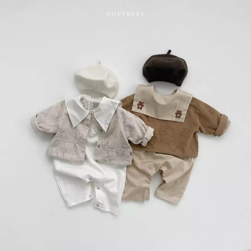 Oott Bebe - Korean Baby Fashion - #babyfever - Hug Bear Collar Bodysuit - 9