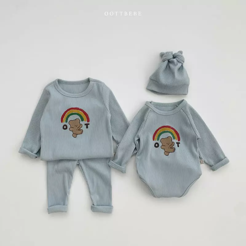 Oott Bebe - Korean Baby Fashion - #babygirlfashion - Rainbow Bodysuit Set - 7