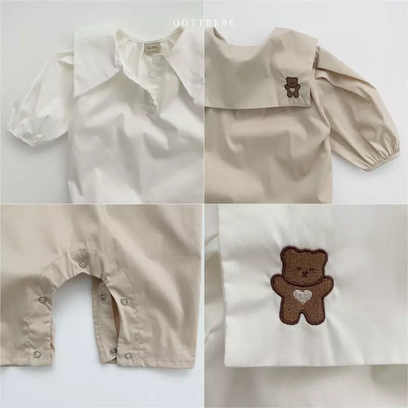 Oott Bebe - Korean Baby Fashion - #babygirlfashion - Hug Bear Collar Bodysuit - 10