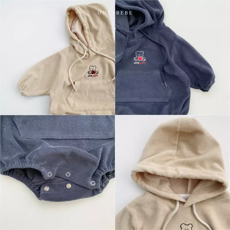 Oott Bebe - Korean Baby Fashion - #babylifestyle - Terry Love Hoody Bodysuit - 12