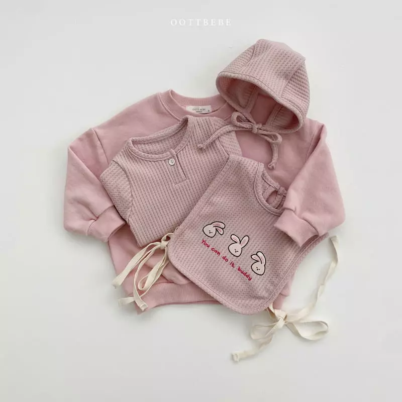 Oott Bebe - Korean Baby Fashion - #babylifestyle - Any Waffle Bonnet Bodysuit Bib Set - 7