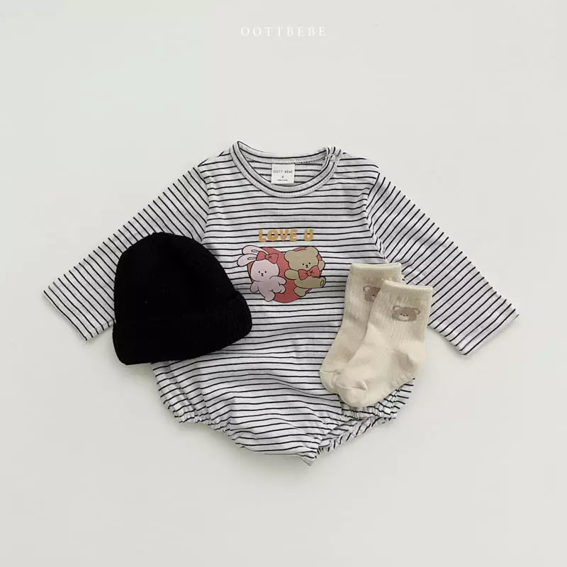 Oott Bebe - Korean Baby Fashion - #babylifestyle - Love  Piping Bodysuit