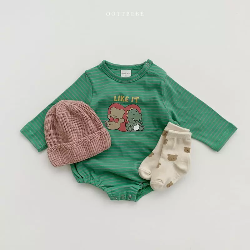 Oott Bebe - Korean Baby Fashion - #babyoninstagram - Love  Piping Bodysuit - 2