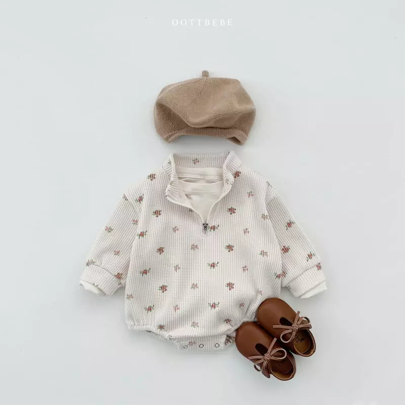 Oott Bebe - Korean Baby Fashion - #babyootd - Flower Garden Anorak Bodysuit