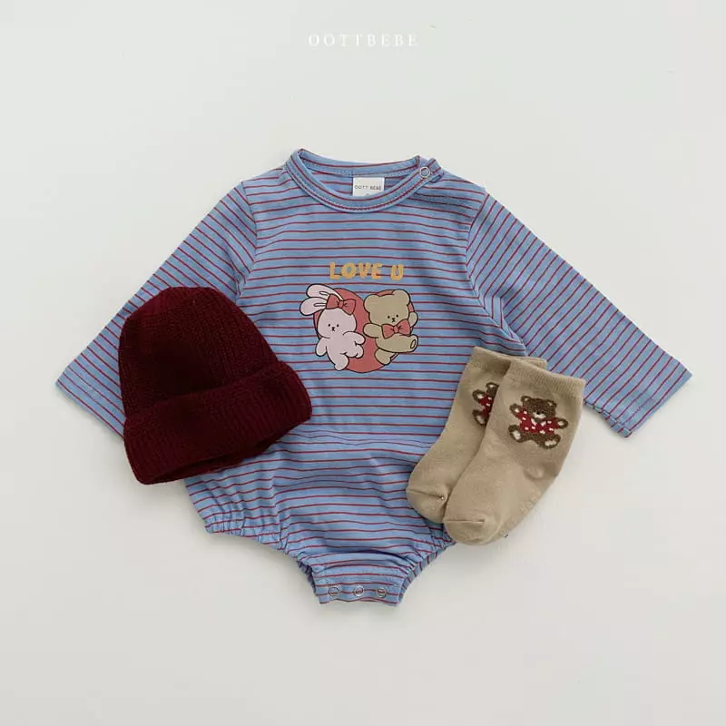 Oott Bebe - Korean Baby Fashion - #babyootd - Love  Piping Bodysuit - 3
