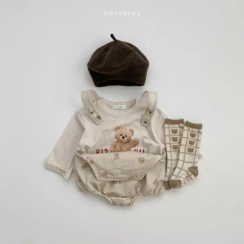Oott Bebe - Korean Baby Fashion - #babyoninstagram - Candy Dungarees Bodysuit - 4