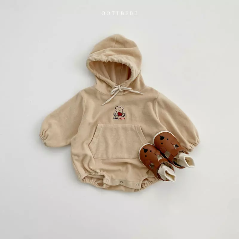Oott Bebe - Korean Baby Fashion - #babyoutfit - Terry Love Hoody Bodysuit