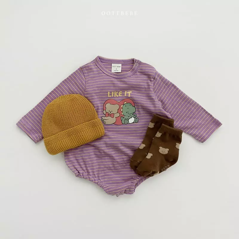 Oott Bebe - Korean Baby Fashion - #babyootd - Love  Piping Bodysuit - 4