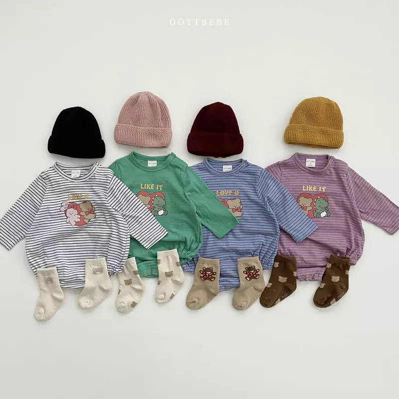 Oott Bebe - Korean Baby Fashion - #babyoutfit - Love  Piping Bodysuit - 5
