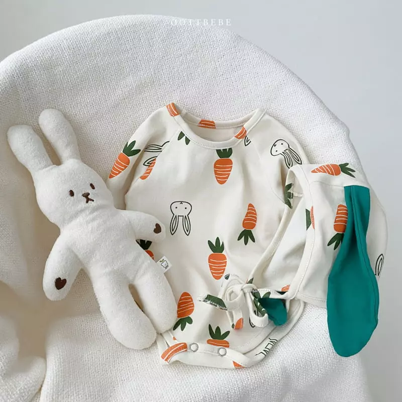 Oott Bebe - Korean Baby Fashion - #babyoutfit - Vegetable Bodysuit Set - 5