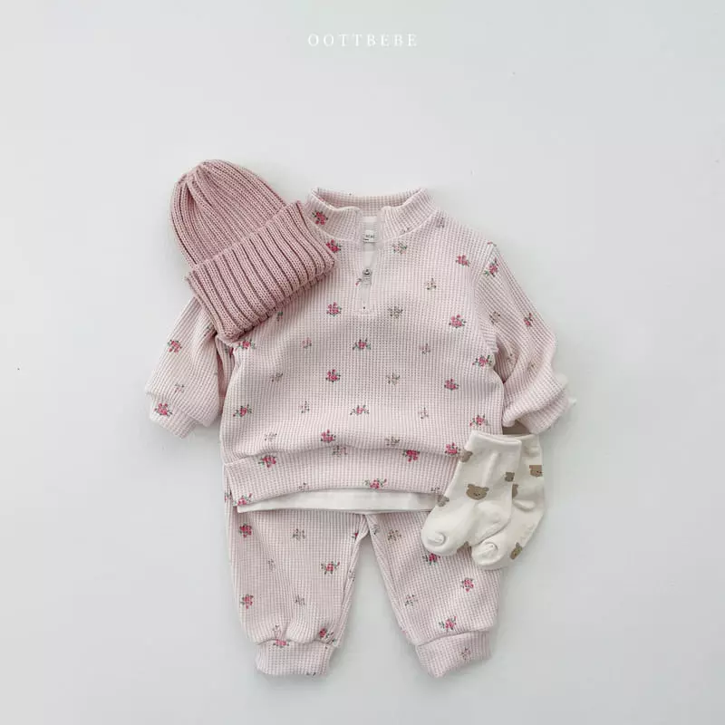 Oott Bebe - Korean Baby Fashion - #babywear - Flower Garden Anorak Top Bottom Set - 3