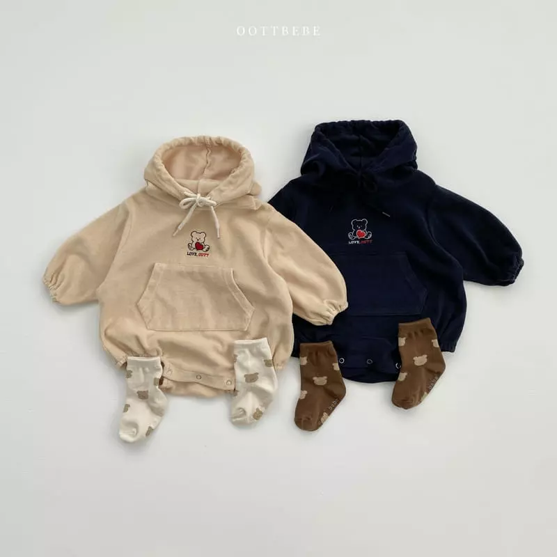 Oott Bebe - Korean Baby Fashion - #onlinebabyboutique - Terry Love Hoody Bodysuit - 3