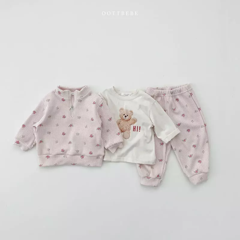 Oott Bebe - Korean Baby Fashion - #onlinebabyshop - Flower Garden Anorak Top Bottom Set - 5
