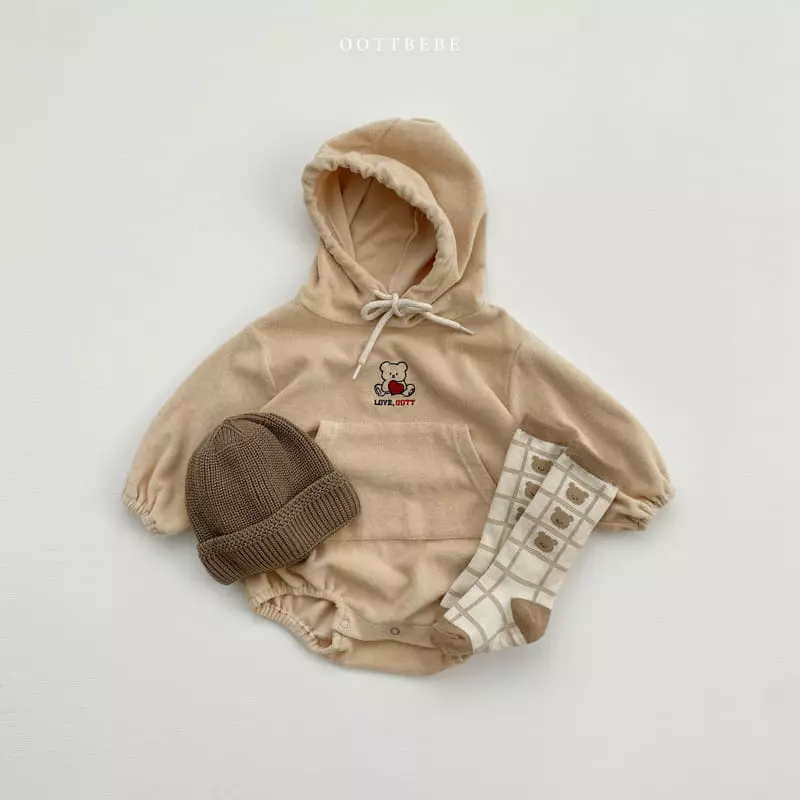 Oott Bebe - Korean Baby Fashion - #onlinebabyboutique - Terry Love Hoody Bodysuit - 4