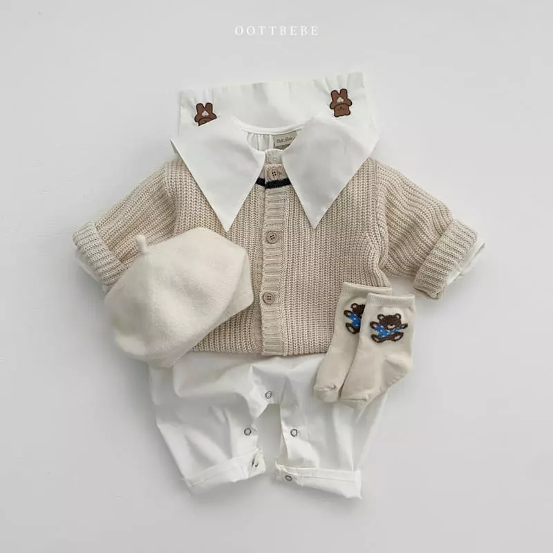 Oott Bebe - Korean Baby Fashion - #onlinebabyshop - Hug Bear Collar Bodysuit - 3