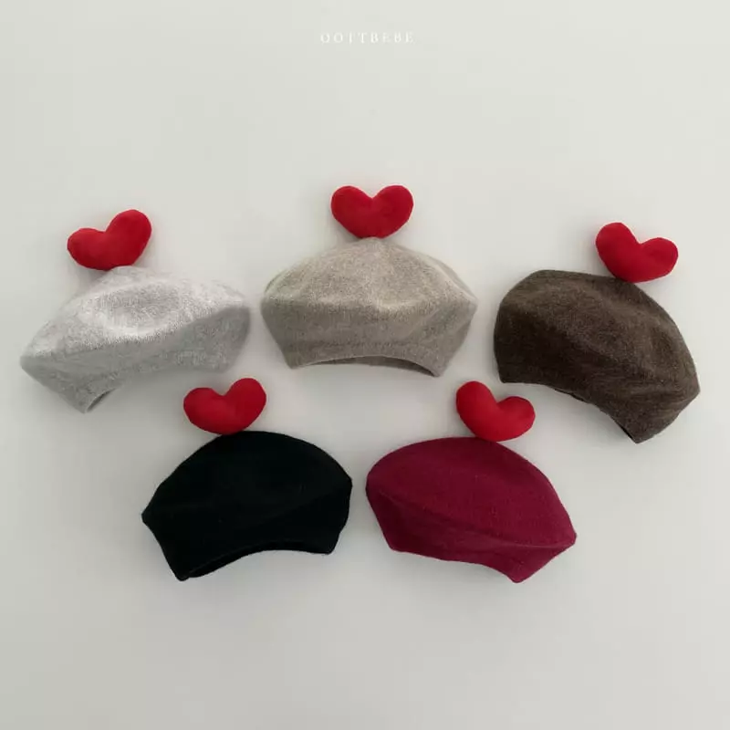 Oott Bebe - Korean Children Fashion - #childrensboutique - Heart Beret Hat Warm - 11