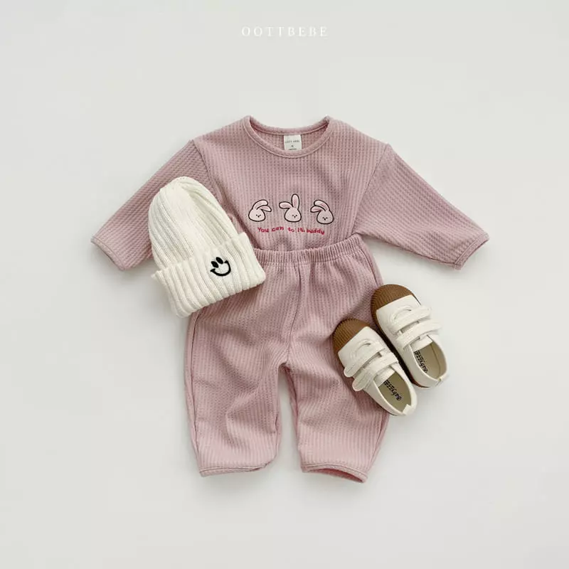 Oott Bebe - Korean Children Fashion - #designkidswear - Any Waffle Top Bottom Set - 3