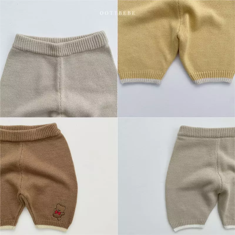 Oott Bebe - Korean Children Fashion - #designkidswear - Robbon Bear Knit Pants - 9