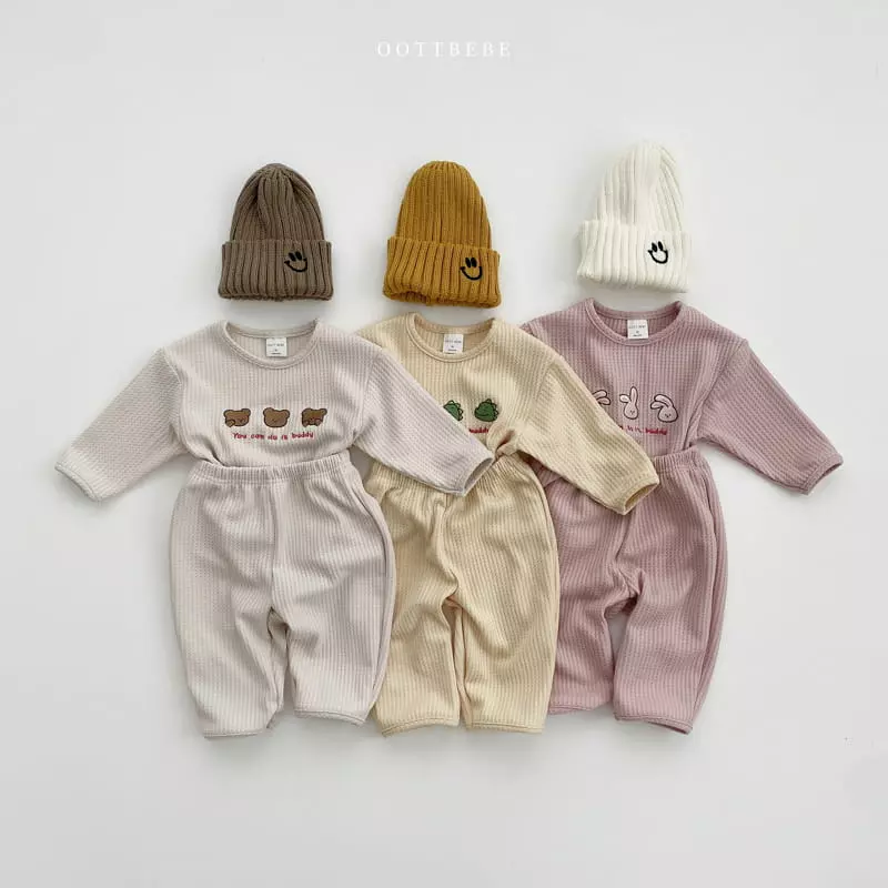Oott Bebe - Korean Children Fashion - #designkidswear - Any Waffle Top Bottom Set - 4
