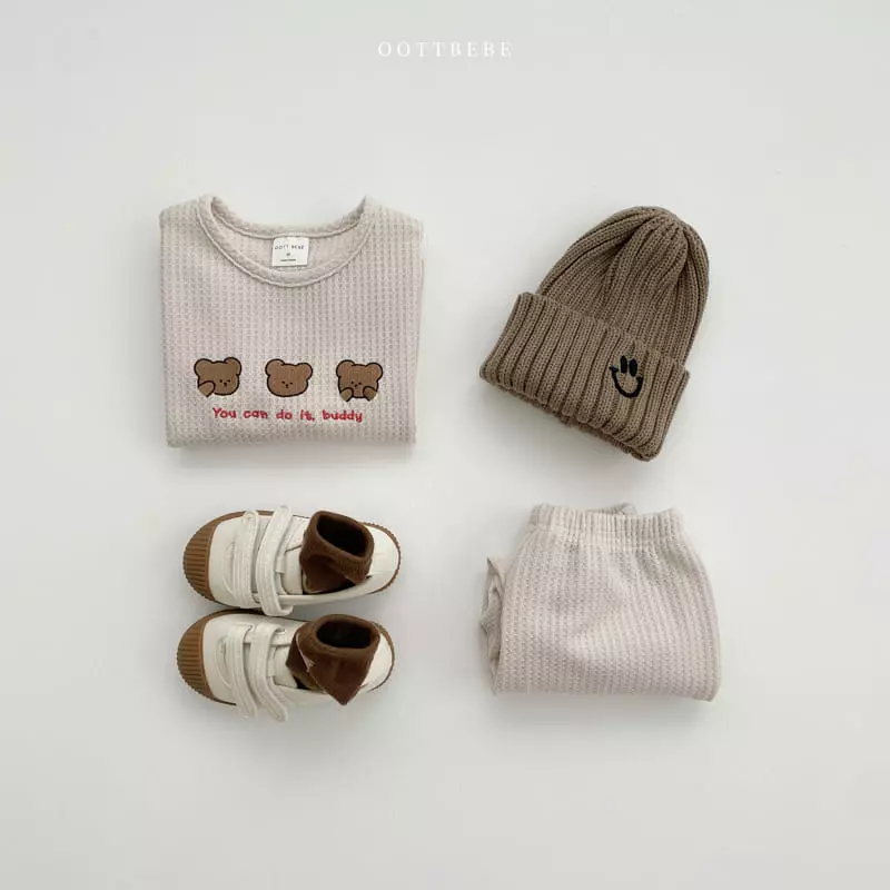 Oott Bebe - Korean Children Fashion - #fashionkids - Any Waffle Top Bottom Set - 5