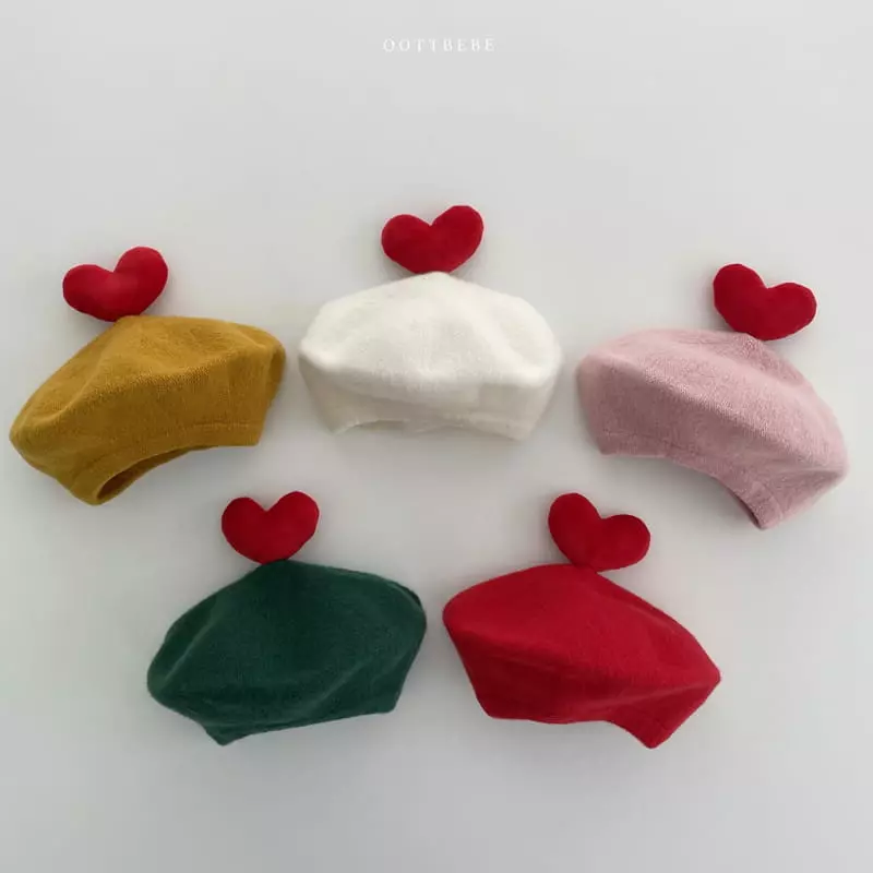 Oott Bebe - Korean Children Fashion - #kidsshorts - Heart Beret Hat Color - 2