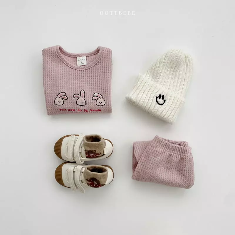 Oott Bebe - Korean Children Fashion - #kidsstore - Any Waffle Top Bottom Set - 7