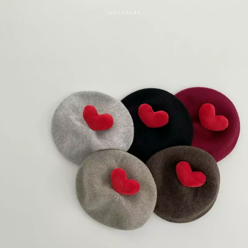 Oott Bebe - Korean Children Fashion - #kidsstore - Heart Beret Hat Warm - 2