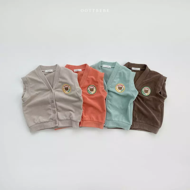 Oott Bebe - Korean Children Fashion - #kidzfashiontrend - Thanks Teddy Vest Tee Pants Set - 5