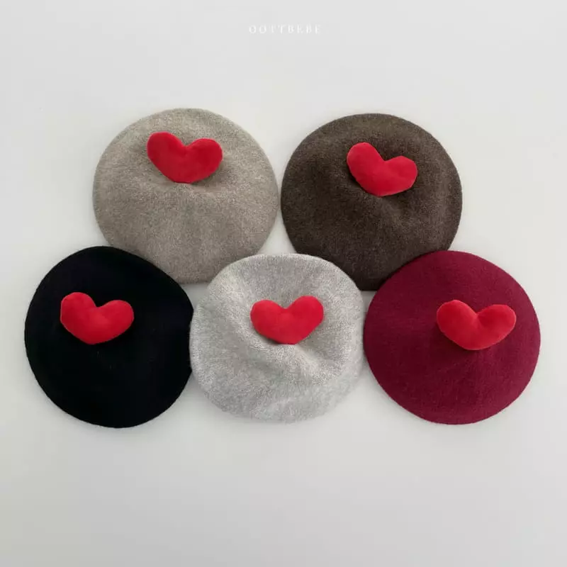 Oott Bebe - Korean Children Fashion - #kidzfashiontrend - Heart Beret Hat Warm - 3