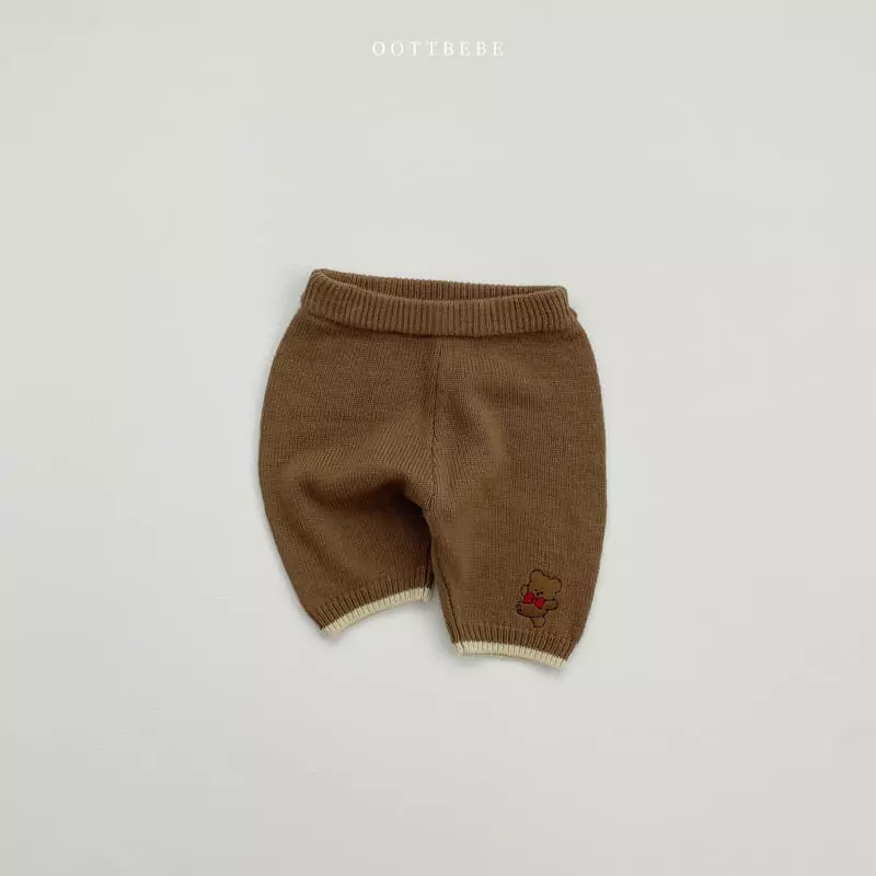 Oott Bebe - Korean Children Fashion - #littlefashionista - Robbon Bear Knit Pants - 2