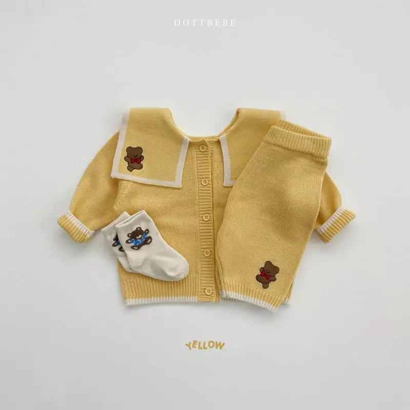 Oott Bebe - Korean Children Fashion - #littlefashionista - Ribbon Bear Knit Cardigan