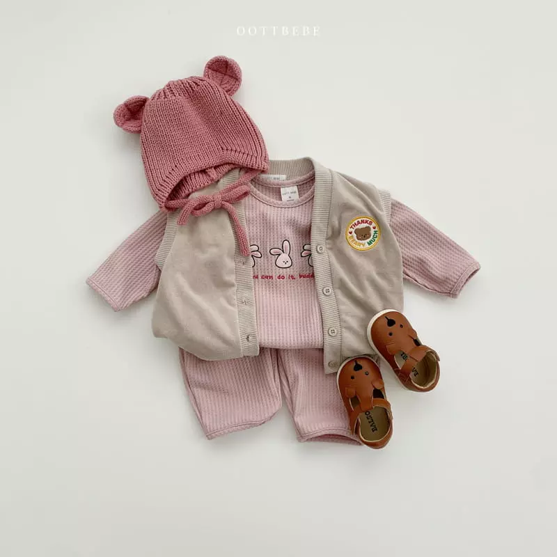 Oott Bebe - Korean Children Fashion - #magicofchildhood - Any Waffle Top Bottom Set - 11