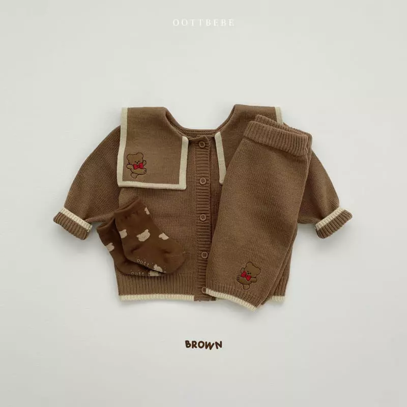Oott Bebe - Korean Children Fashion - #magicofchildhood - Ribbon Bear Knit Cardigan - 2