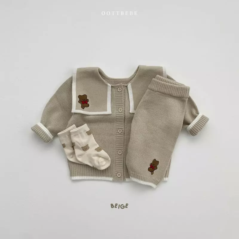 Oott Bebe - Korean Children Fashion - #minifashionista - Ribbon Bear Knit Cardigan - 3
