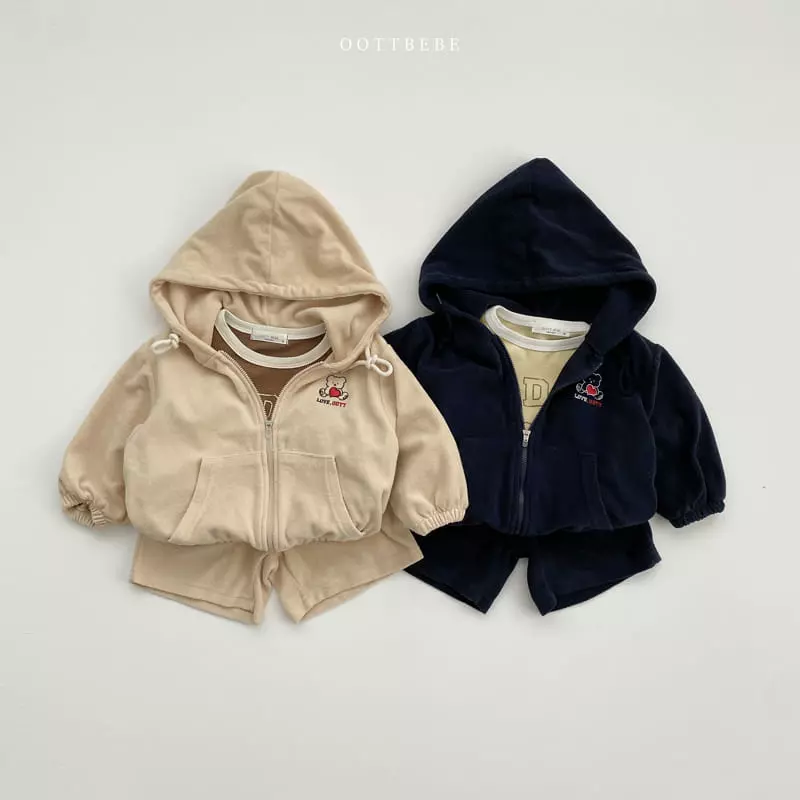 Oott Bebe - Korean Children Fashion - #todddlerfashion - Terry Lover Hoddy Zip-up - 3