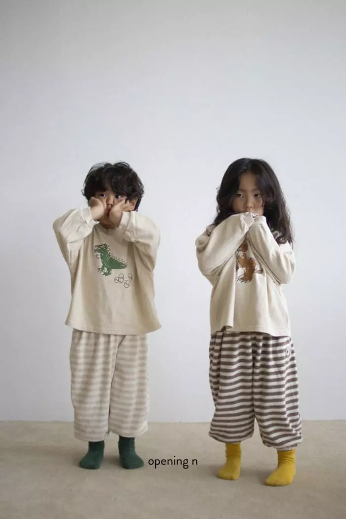 Opening & - Korean Children Fashion - #fashionkids - Terry Stripes Pants - 5