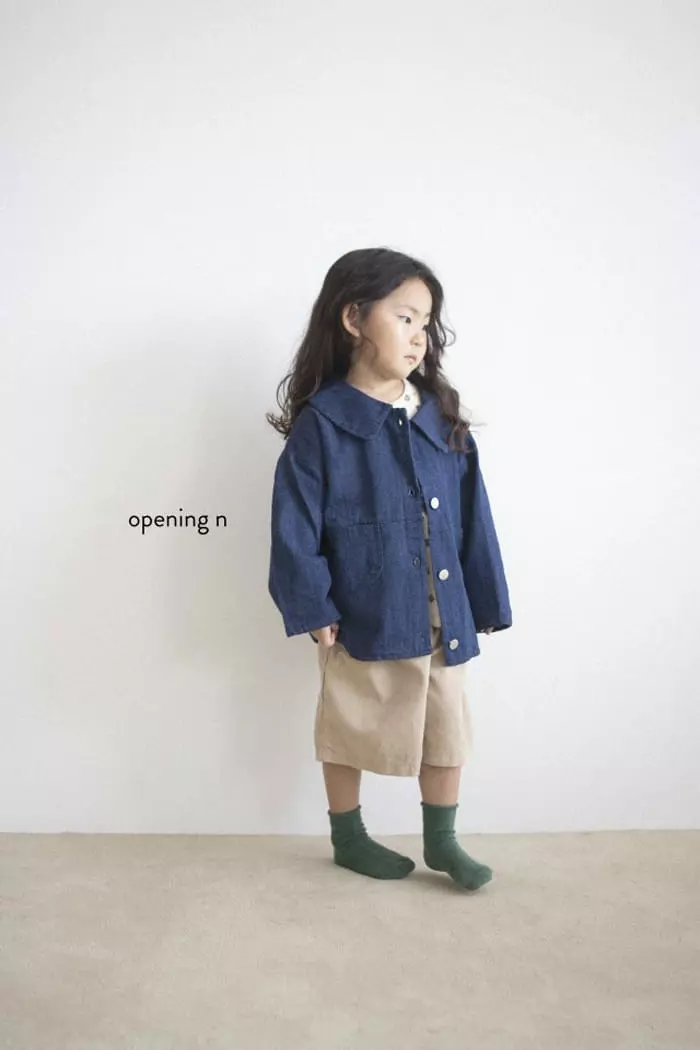 Opening & - Korean Children Fashion - #kidsshorts - Denim Collar Jaccket - 5