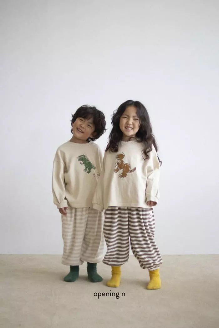 Opening & - Korean Children Fashion - #kidzfashiontrend - Terry Stripes Pants - 8